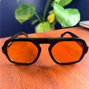 Black Frame Sunglasses with Orange Lenses